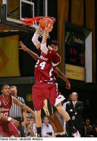 Tony Gaffney snares one of his six rebounds